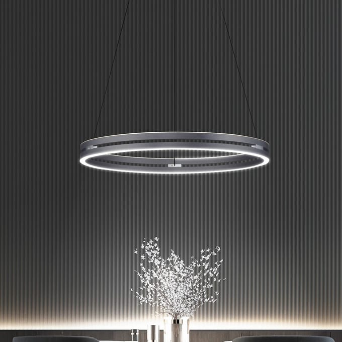 LED hanglamp PURE E-Loop, mystic grey, Ø 70 cm, aluminium, CCT