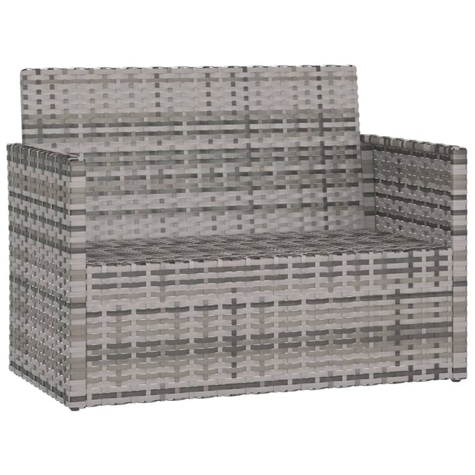 vidaXL - Tuinbank - met - kussens - 105 - cm - poly - rattan - grijs