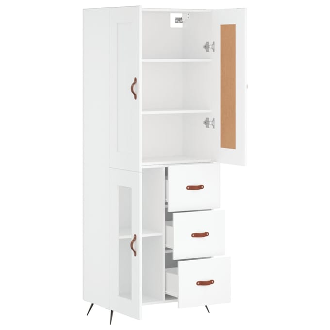 vidaXL - Hoge - kast - 69,5x34x180 - cm - bewerkt - hout - wit