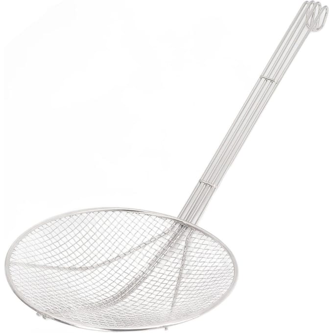 Cuillère Écumoire Long Manche Acier Inoxydable Maille Fine Passoire à Fil Louche avec Crochet pour Cuisiner white