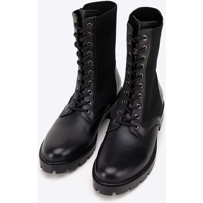Wittchen Dames Leren Combat Boots met Elastisch Bovenwerk, Zwart