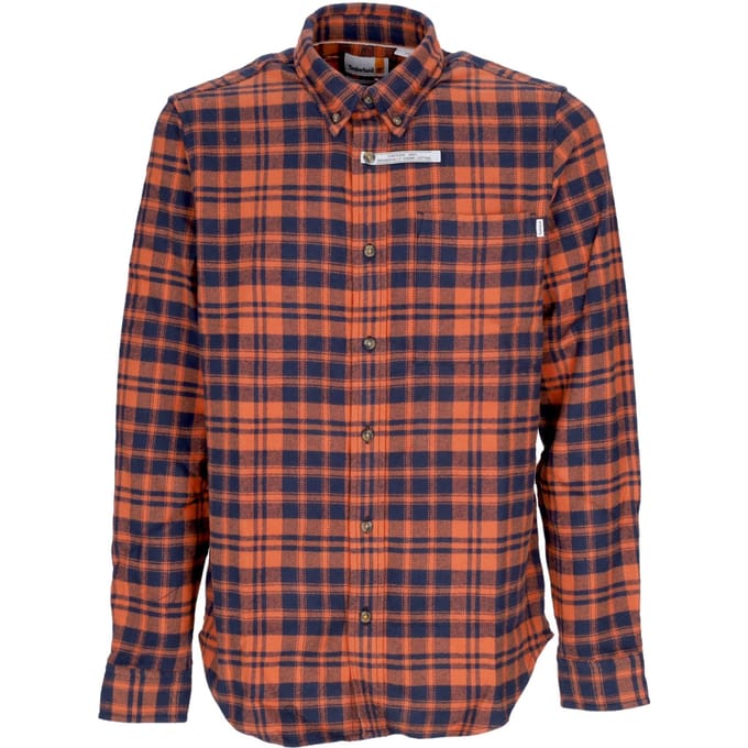 Herenshirt met lange mouwen, zwaar flanel, L/S geruit overhemd, roest