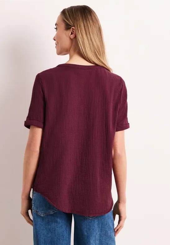 Blouse met korte mouwen in mousseline kwaliteit
