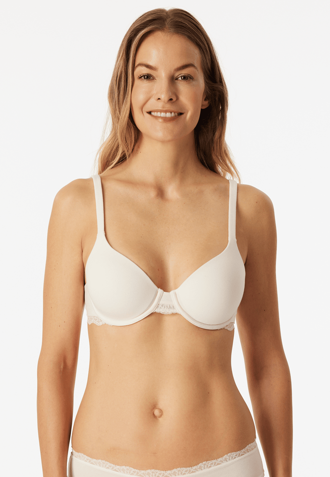 Voorgevormde Beha met cups van kant, off-white - Unique Cotton 85D