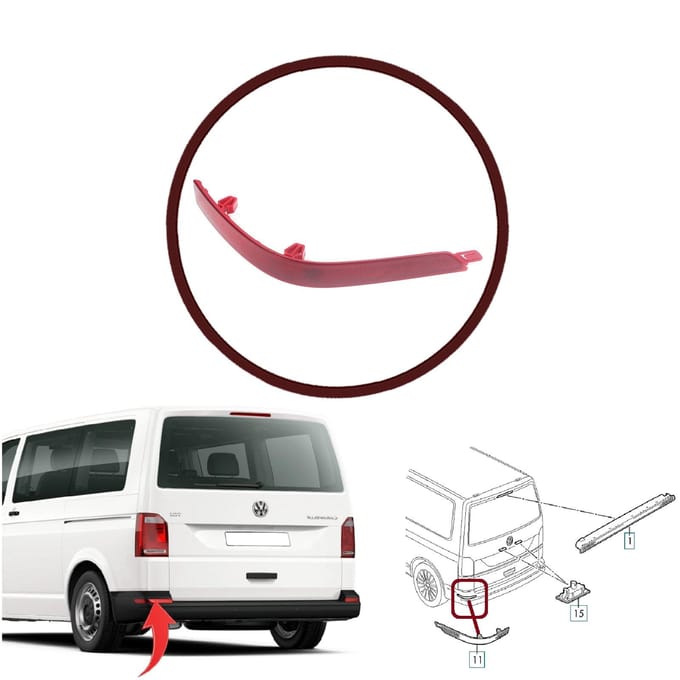 Réflecteur de pare-chocs arrière gauche BSP1074 7E0945105E pour VW Transporter T6 T7 2016-