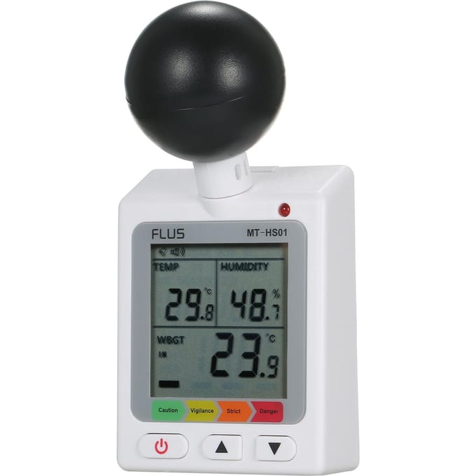 WBGT + HI Hitte-index Checker Stressmeter Luchtbol Temperatuur Vochtigheidstester wit