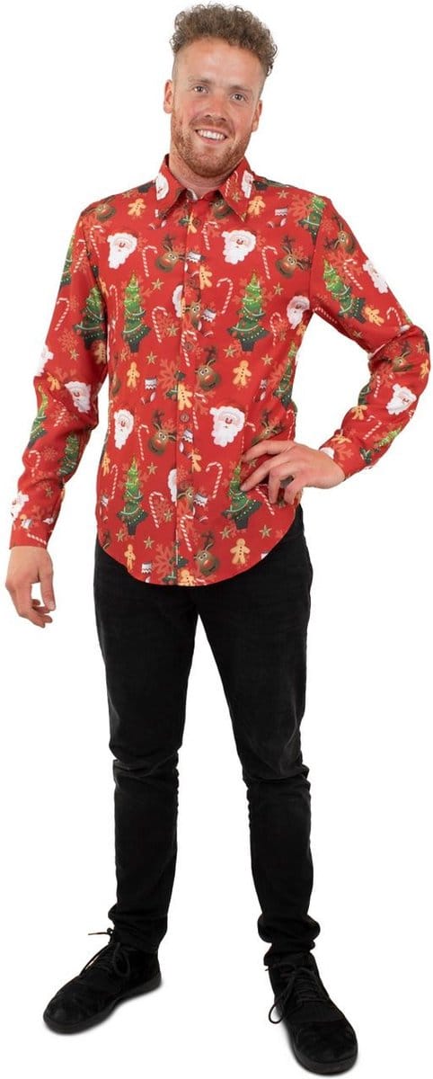 Rode Kerst Blouse Volwassenen - Maat 46