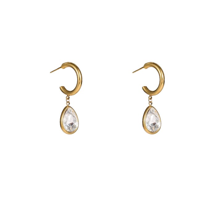 Go Dutch Label Oorknoppen Stone Hoop Crystal