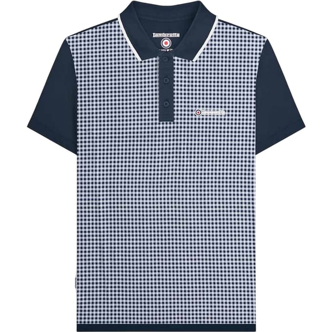 Lambretta Heren Gingham Polo Shirt (Marineblauw)