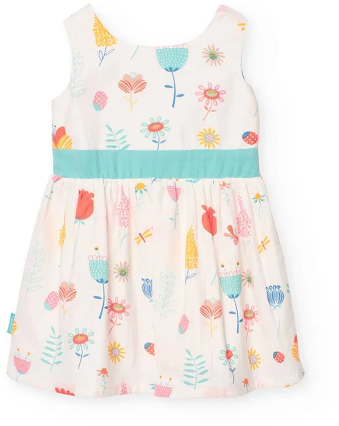 Boboli Satin Mouwloze Jurk Wit 9 Months Meisje
