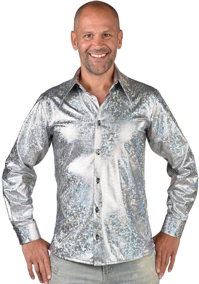 Magic Design Verkleedblouse Hologram Polyester Zilver Maat Xl