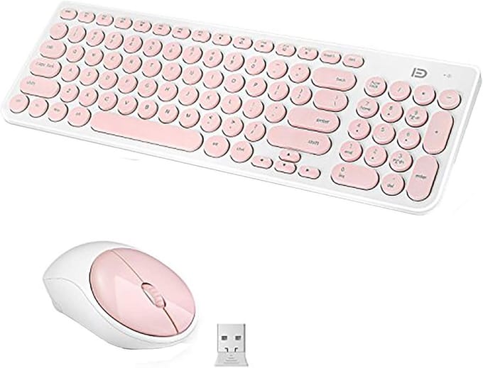 Draadloos Toetsenbord en Muis Set Full Size Stille Combo Roze