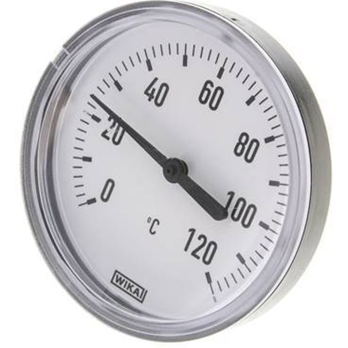 0 tot +120°C Plastic Bimetalen Thermometer 80mm Behuizing 40mm Dompelbuis met Thermowell