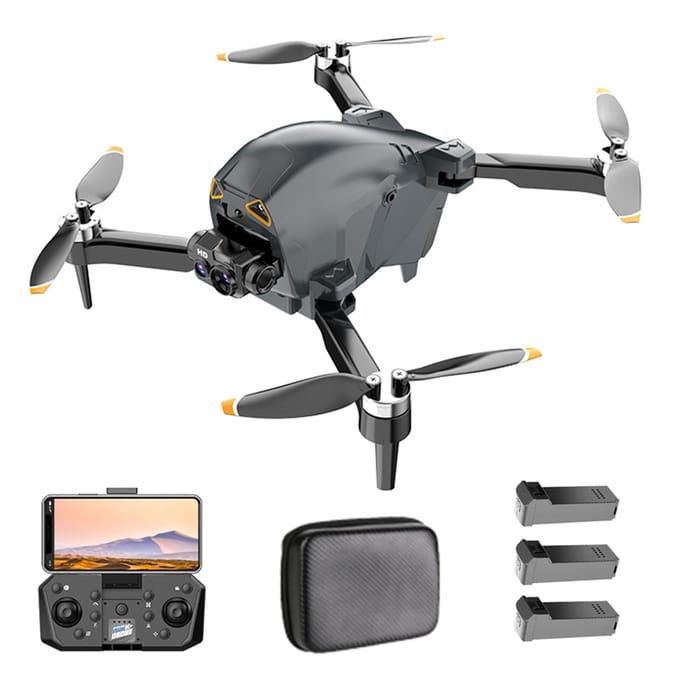 Afstandsbediening Drone met camera 4K Dubbele camera Obstakel vermijden Borstelloze motor Optische stroom 3 battery zwart