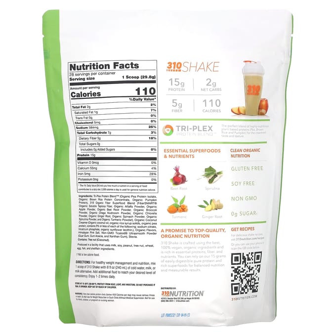 310 Nutrition, Shake de remplacement de repas, Caramel salé, 29,4 oz (834,4 g)