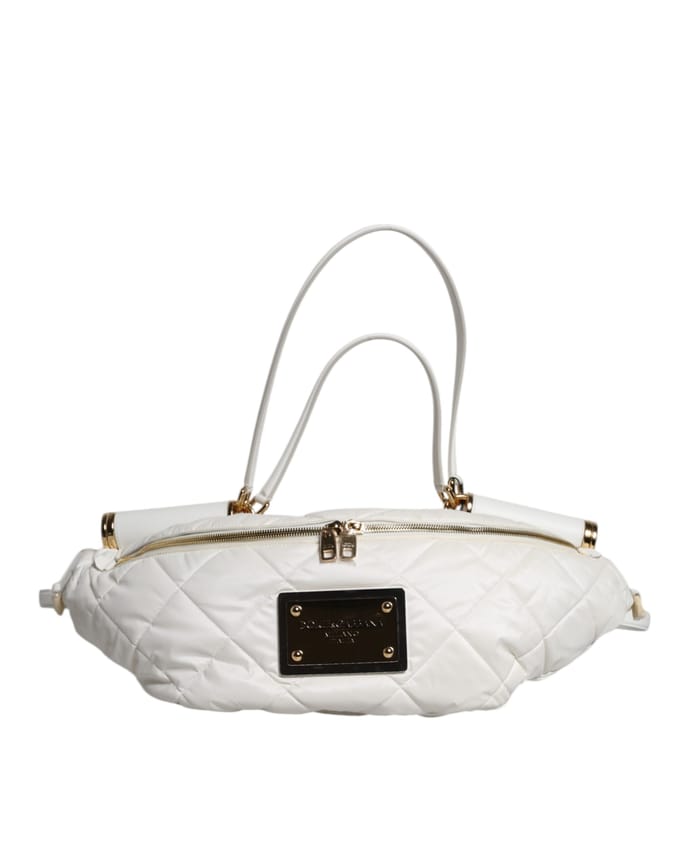 Witte Gequilte Logo Plaque Gürteltas Fanny Pack Tas