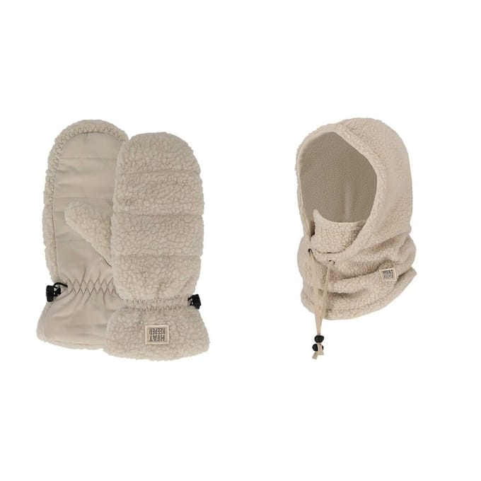 Thermo bivakmuts teddy + Teddy wanten - Dames - Off White / One size