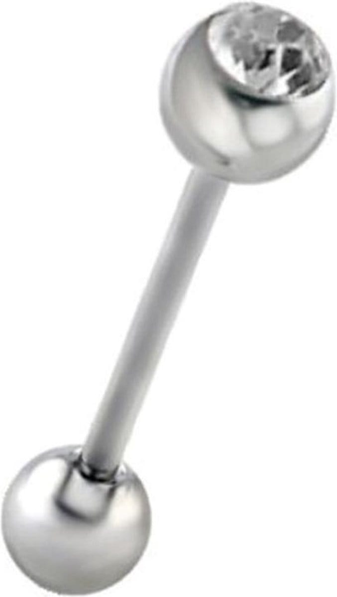 Fako Bijoux® - Tongpiercing - Kristal - Wit