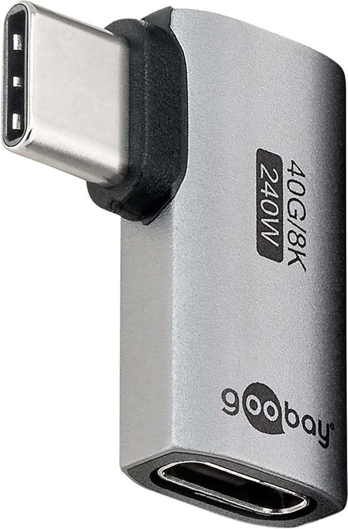 Goobay USB-C-adapter horizontaal 90°, USB4, USB-C > USB-C, Retail Polybag