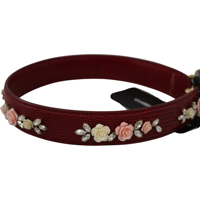 Dolce & Gabbana Vrouwen rood leer gebloemde tas accessoire schouderriem