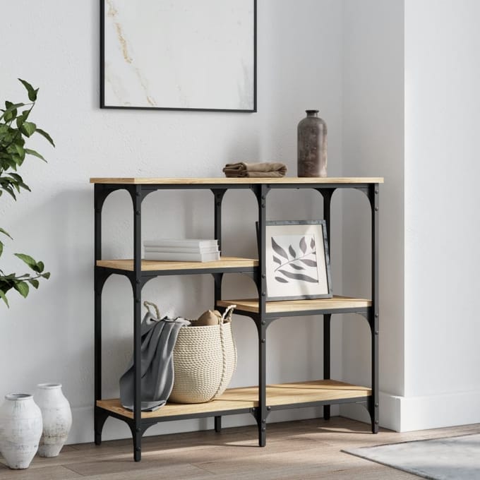vidaXL - Consoletafel - Sonoma - Eiken - 80x29x75 - cm - Bewerkt - Hout