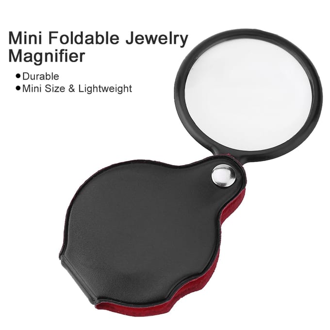 Mini loupe de poche pliable 8X avec étui blanc