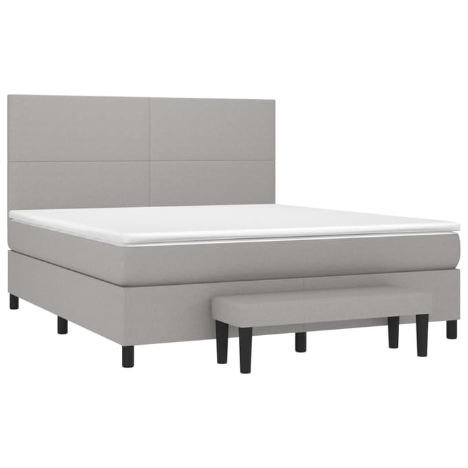 vidaXL - Boxspring - met - matras - stof - lichtgrijs - 180x200 - cm
