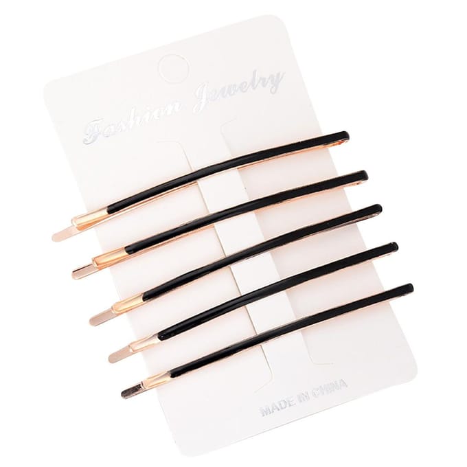 5 Stuks Mode Dames Legering Haarclip Haarpin Bobby Pin Barrette (Zilver   Zwart, Lang) white