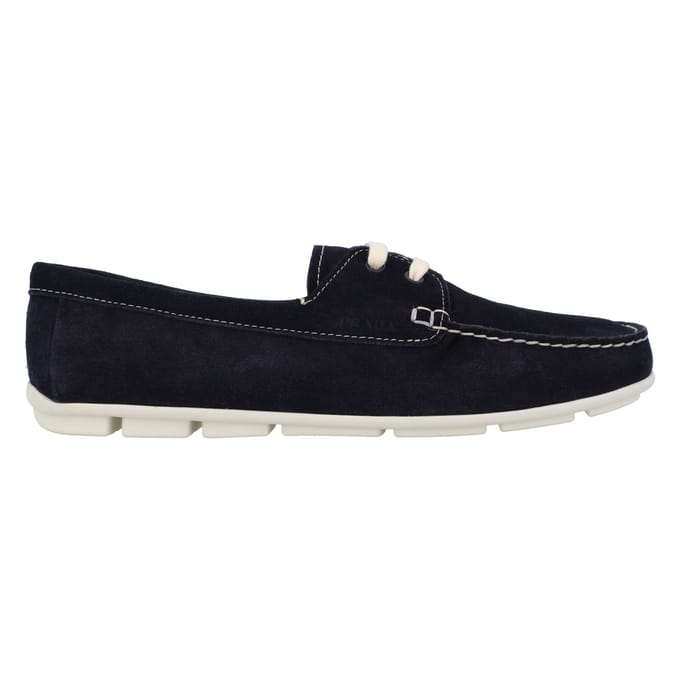 Prada suède loafers in zwart, damesschoenen