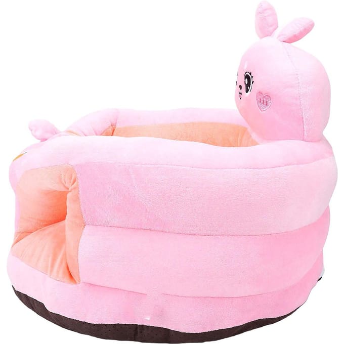 Baby Leert Zitten Stoel Cartoon Zacht Pluche Baby Zetel met Rugsteun voor Thuis Roseate Bunny white