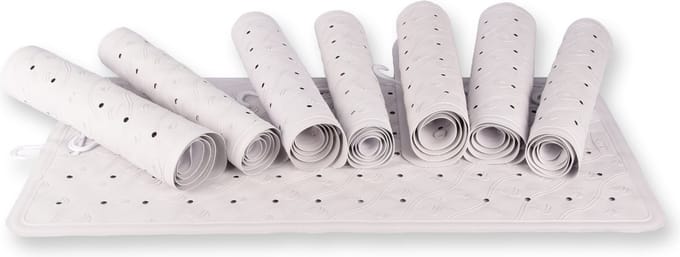 Rubberen Antislip Douchemat - Wit, 36x76 cm: Kwalitatieve Badmat voor Bad en Douche met Zuignappen