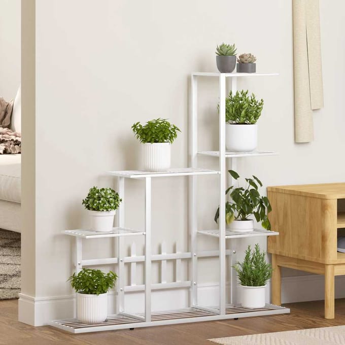 vidaXL - Bloemenstandaard - 94,5x25x88 - cm - metaal - wit