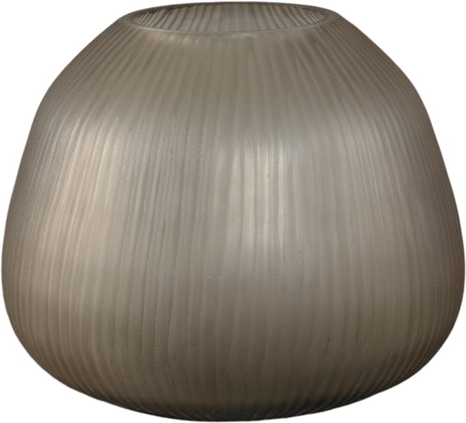 PTMD Marria Brown Glass Vase Handcut Ribbed Round S