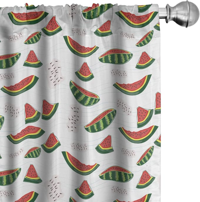 ABAKUHAUS Watermeloen Gordijnset – 2x75x225 cm – Microfiber – Halfschaduw