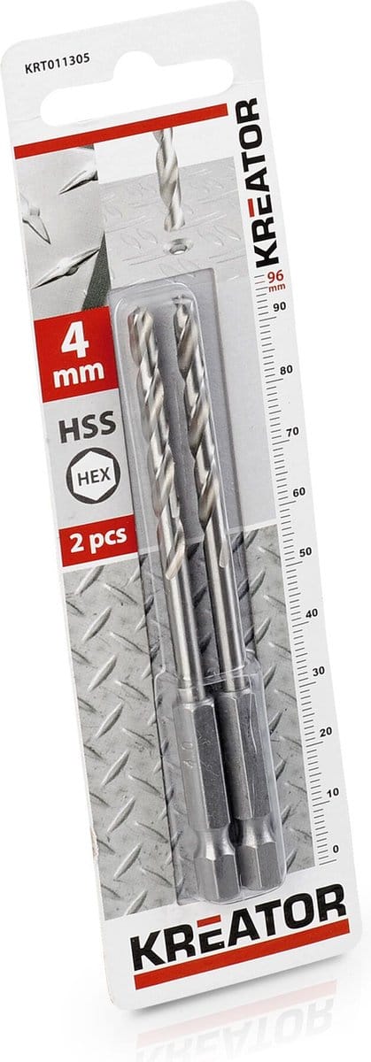 Kreator KRT011305 Hss Metaalboor Hex 4.0 x 96 mm