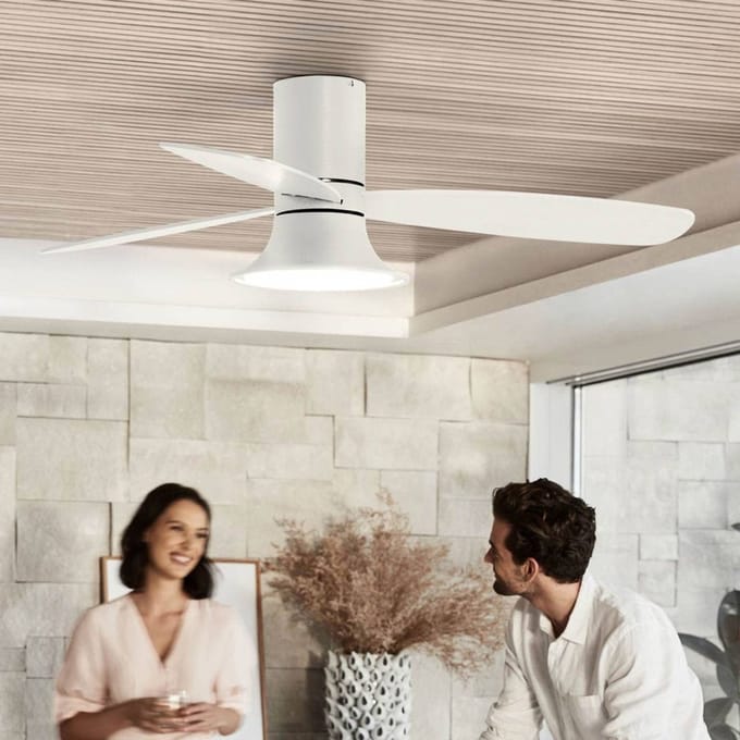 Beacon Lighting Plafondventilator met licht Flusso wit Ø 132 cm stil
