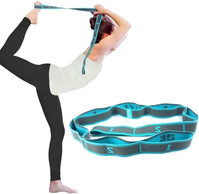 Verstelbare Yoga Strap met 9 Vaste Lussen voor Stretching, Pilates, Dans en Gymnastiek Training