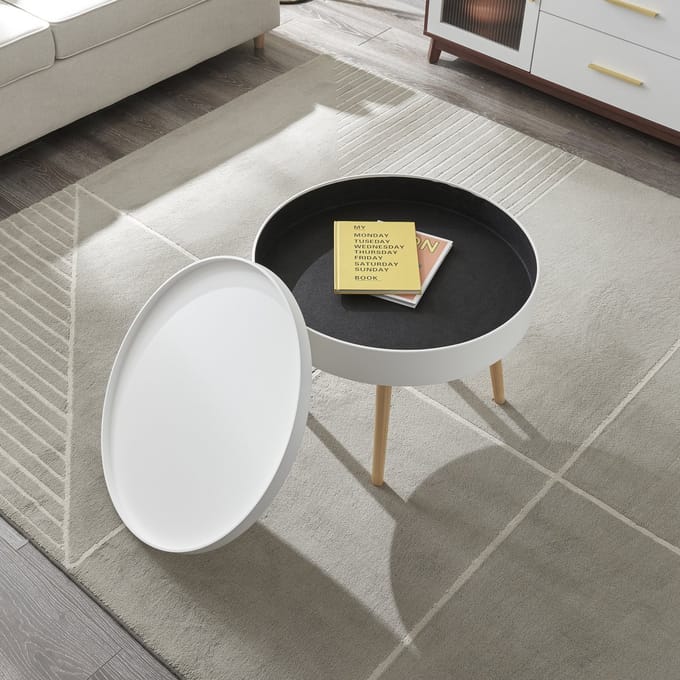 Salontafel Bongard 45xØ60 cm wit en naturel [en.casa]