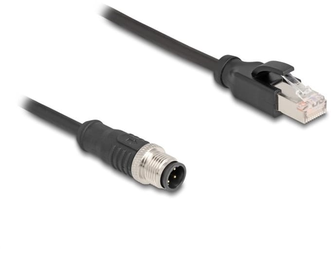 M12 4-pins D-gecodeerd (m) - RJ45 (m) industriële netwerkkabel | CAT5e | PU | 0,50 meter