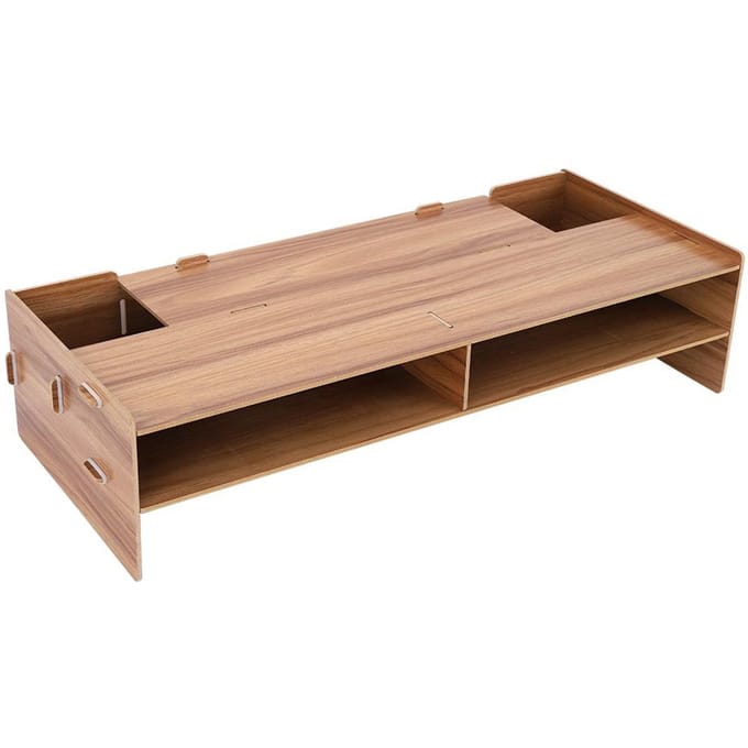 Monitorstandaard Computer Bureau Laptop Plank Bureau Tafel Beugel Houder Opbergrek(Kersenhout) beige