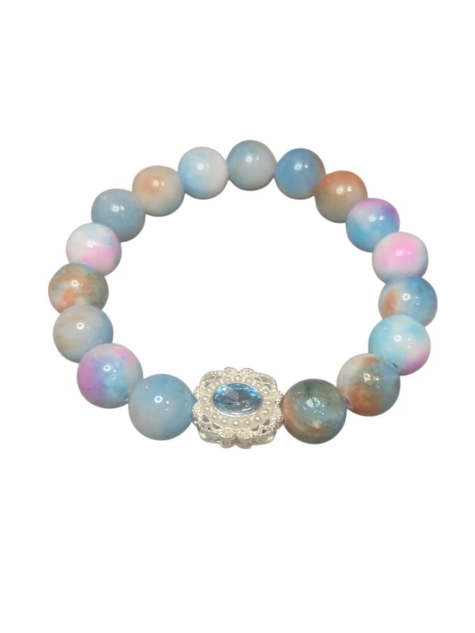 Gekleurde agaat met blauwe highlight.