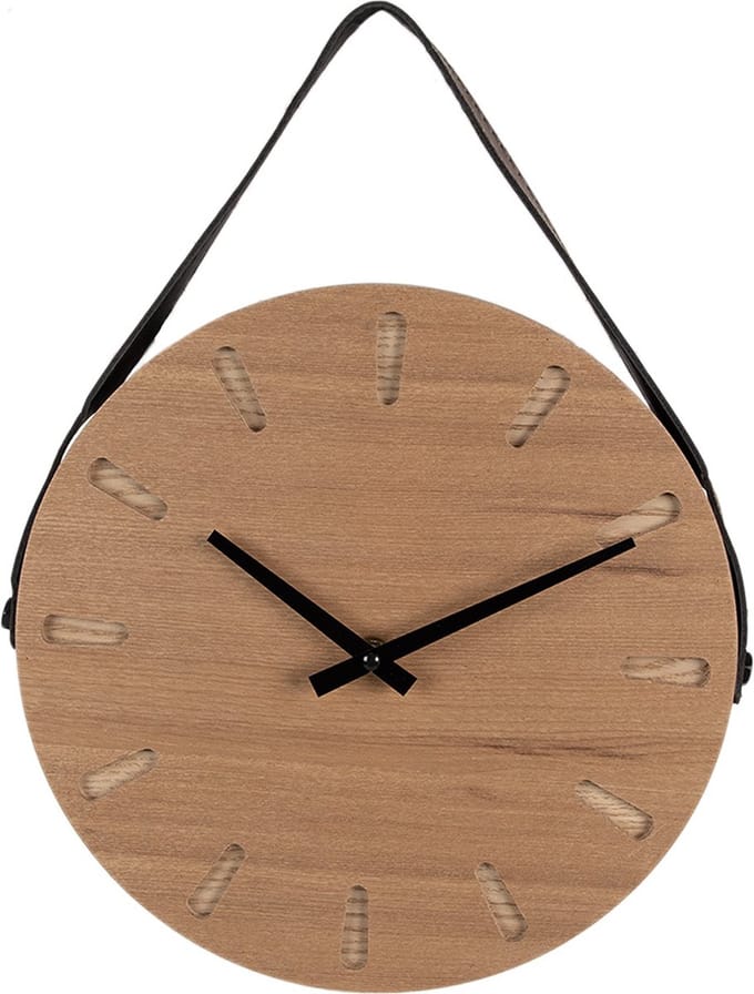 Clayre & Eef Wandklok Ø 30 cm Bruin MDF