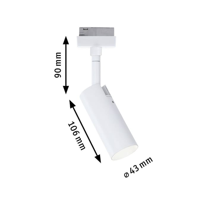 Paulmann 94889 URail LED-railspot met 3-traps dimfunctie, 150lm, 4W, 3000K, 230V, signaalwit, railsysteem