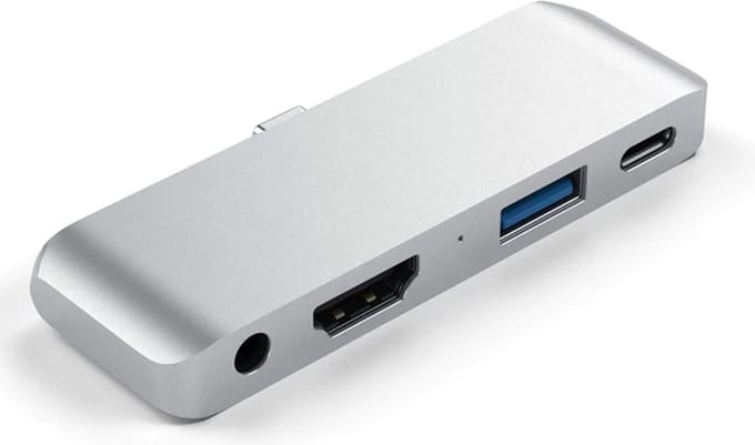 MMOBIEL 4 in 1 USB Type C Hub - Dual Type C Adapter met Thunderbolt 3 - Aluminium Grijs