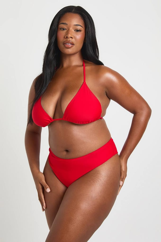 boohoo Dames Plus Essentials Effen Bikinislip | Red | Maat: 28