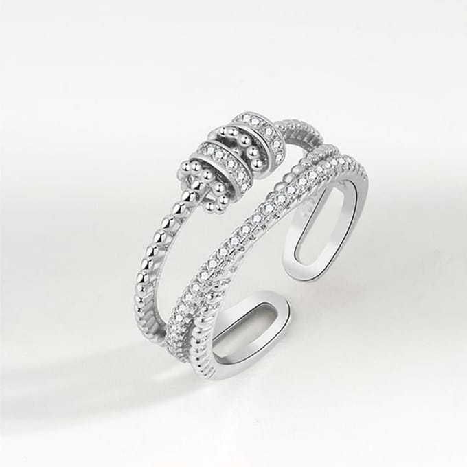 Mode Dubbellaags Legering Decoratie Open Ring Sieraden Cadeau beige