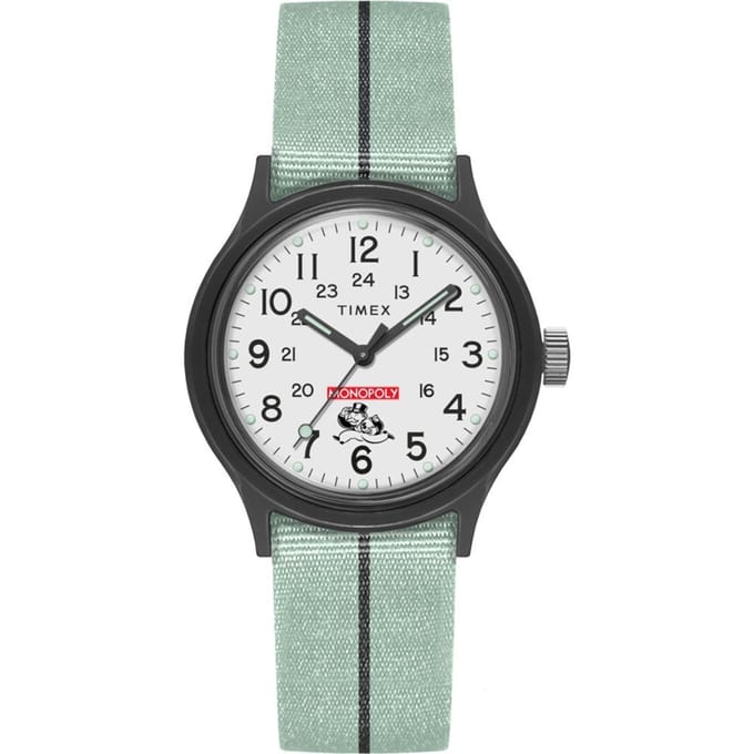 Timex X Monopoly TW2Y47100 Horloge - Textiel - Groen - Ø 36 mm
