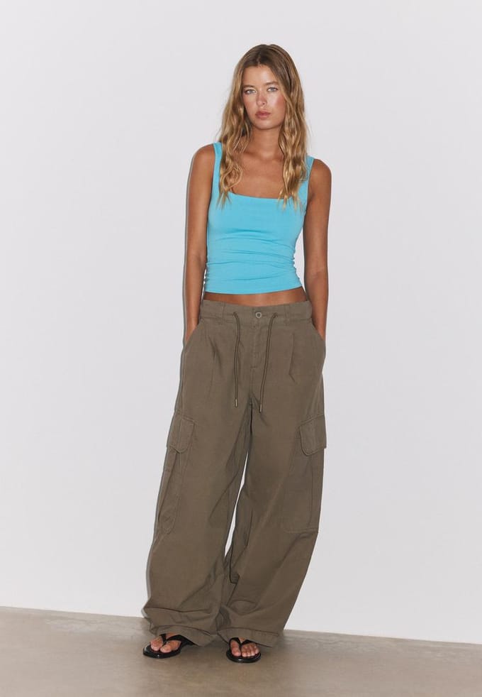 Stradivarius Top met brede bandjes  Turkoois M