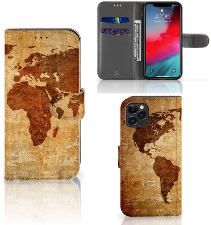 Boekhoesje voor Apple iPhone 11 Pro Flip Cover Wereldkaart