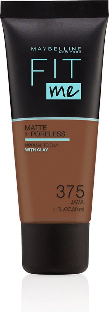 Maybelline New York - Fit Me Matte + Poreless Foundation - 375 Java - Medium Dekkende Foundation met Matte Finish voor de Normale tot Vette Huid - 30 ml